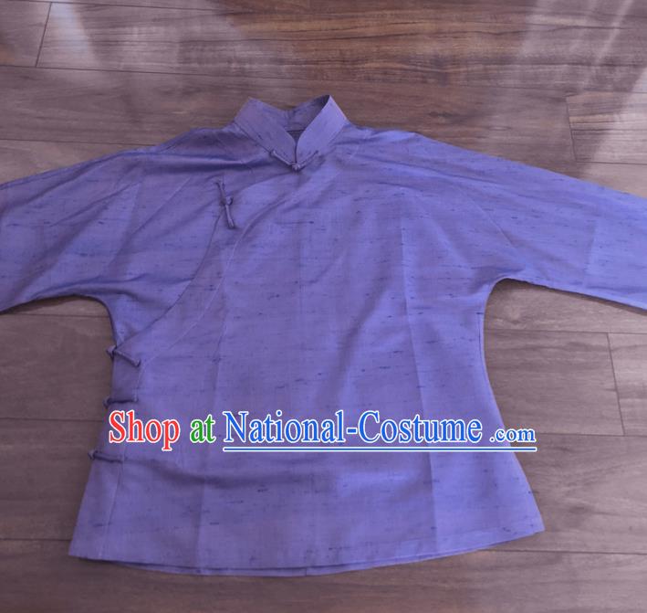 Chinese Traditional Handmade Purple Shirt National Costume Upper Outer Garment for Women