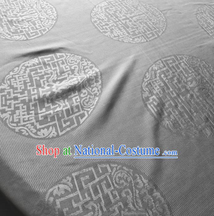 Asian Chinese Traditional Lucky Pattern Design Grey Brocade Fabric Silk Fabric Chinese Fabric Asian Material