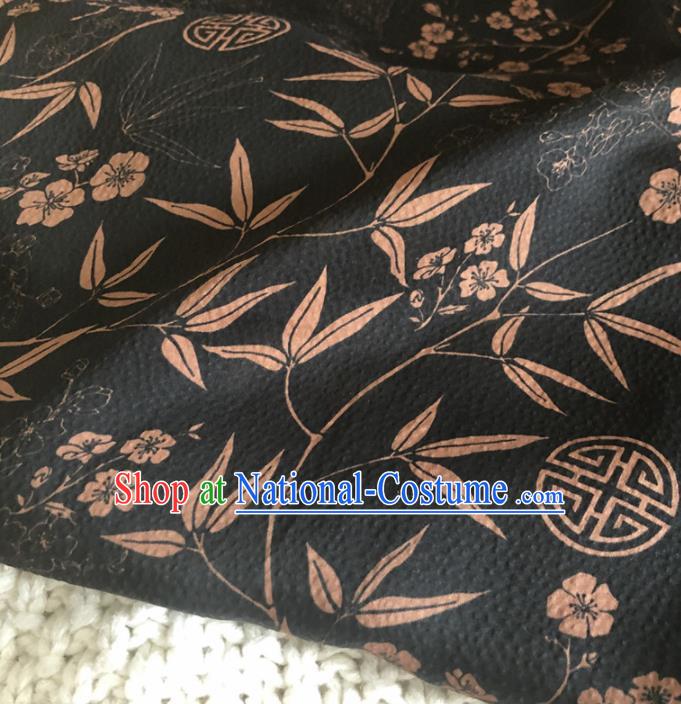 Asian Chinese Traditional Plum Bamboo Pattern Design Black Brocade Fabric Silk Fabric Chinese Fabric Asian Material