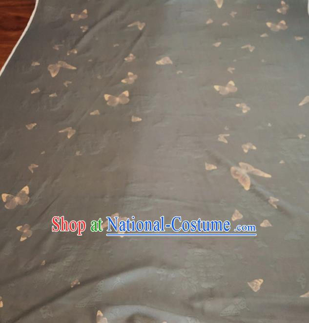 Asian Chinese Traditional Butterfly Peony Pattern Design Grey Brocade Fabric Silk Fabric Chinese Fabric Asian Material