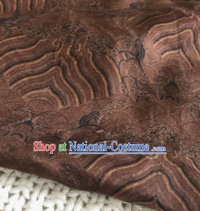 Asian Chinese Traditional Waves Pattern Design Brown Brocade Fabric Silk Fabric Chinese Fabric Asian Material