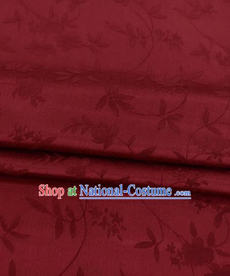 Asian Chinese Traditional Twine Flowers Pattern Design Wine Red Brocade Fabric Silk Fabric Chinese Fabric Asian Material