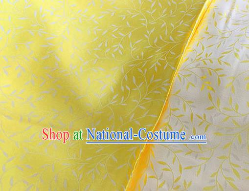 Asian Chinese Traditional Willow Branch Pattern Design Yellow Brocade Fabric Silk Fabric Chinese Fabric Asian Material