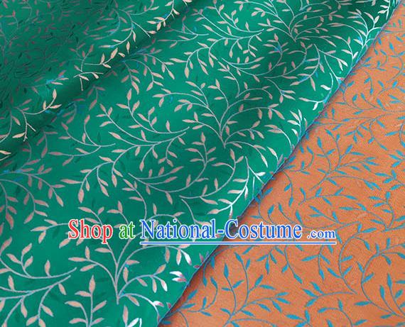 Asian Chinese Traditional Willow Branch Pattern Design Green Brocade Fabric Silk Fabric Chinese Fabric Asian Material