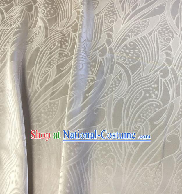 Asian Chinese Traditional Feather Pattern Design White Brocade Fabric Silk Fabric Chinese Fabric Asian Material