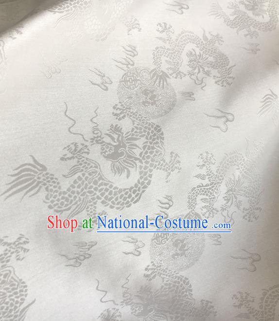 Asian Chinese Traditional Dragons Pattern Design White Brocade Fabric Silk Fabric Chinese Fabric Asian Material