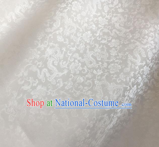 Asian Chinese Traditional Dragons Peony Pattern Design White Brocade Fabric Silk Fabric Chinese Fabric Asian Material