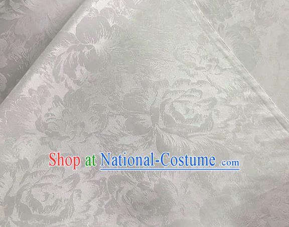 Asian Chinese Traditional Peony Pattern Design White Brocade Fabric Silk Fabric Chinese Fabric Asian Material