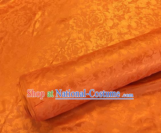 Asian Chinese Traditional Peony Pattern Design Orange Brocade Fabric Silk Fabric Chinese Fabric Asian Material