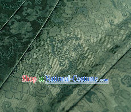 Asian Chinese Traditional Twine Dragon Pattern Design Green Brocade Fabric Silk Fabric Chinese Fabric Asian Material