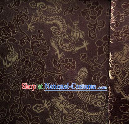 Asian Chinese Traditional Twine Dragon Pattern Design Brown Brocade Fabric Silk Fabric Chinese Fabric Asian Material