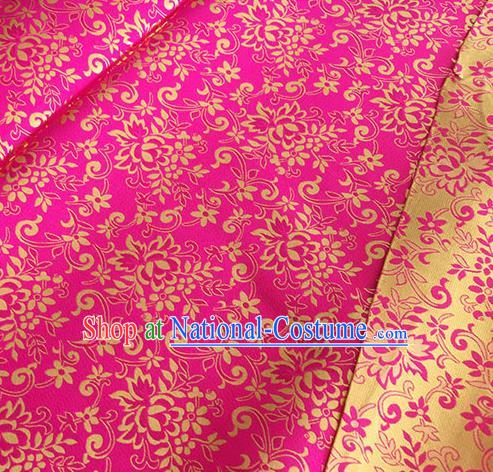 Asian Chinese Traditional Bauhinia Pattern Design Rosy Brocade Fabric Silk Fabric Chinese Fabric Asian Material