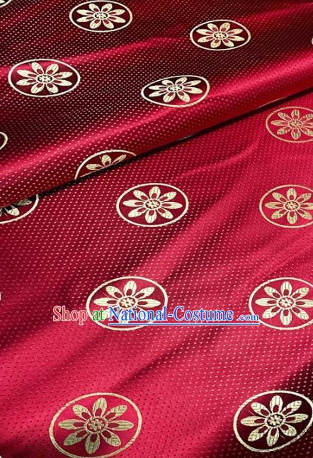 Asian Chinese Traditional Windmill Flowers Pattern Design Purplish Red Brocade Fabric Silk Fabric Chinese Fabric Asian Material