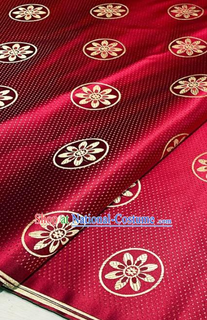 Asian Chinese Traditional Windmill Flowers Pattern Design Purplish Red Brocade Fabric Silk Fabric Chinese Fabric Asian Material