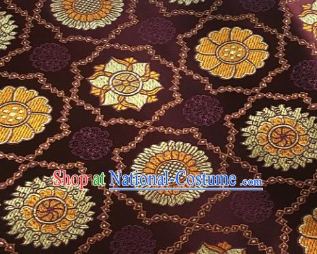 Asian Chinese Traditional Sunflowers Pattern Design Purple Brocade Fabric Silk Fabric Chinese Fabric Asian Material