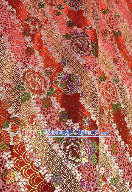 Asian Chinese Traditional Roses Pattern Design Red Brocade Fabric Silk Fabric Chinese Fabric Asian Material