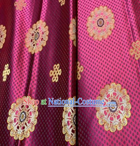 Asian Chinese Traditional Round Pattern Design Purple Brocade Fabric Silk Fabric Chinese Fabric Asian Material