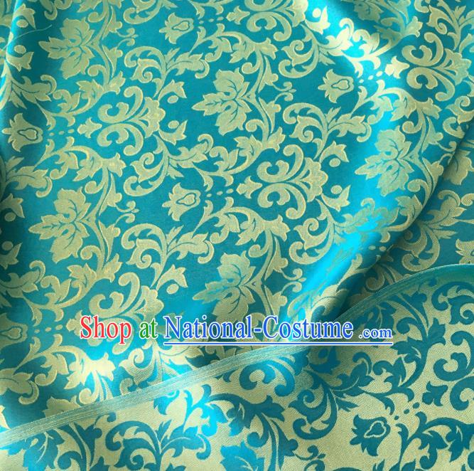 Asian Chinese Traditional Grape Vine Pattern Design Blue Brocade Fabric Silk Fabric Chinese Fabric Asian Material