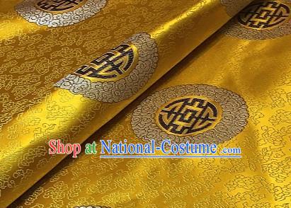 Asian Chinese Traditional Longevity Pattern Design Golden Brocade Fabric Silk Fabric Chinese Fabric Asian Material