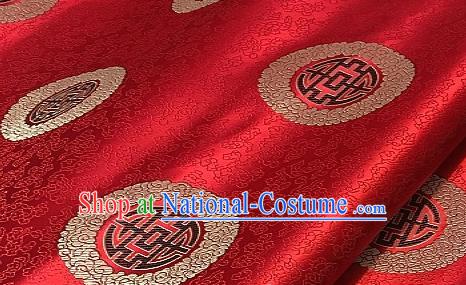 Asian Chinese Traditional Longevity Pattern Design Red Brocade Fabric Silk Fabric Chinese Fabric Asian Material