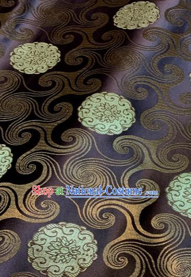 Asian Chinese Traditional Buddhism Lotus Pattern Design Purple Brocade Fabric Silk Fabric Chinese Fabric Asian Material