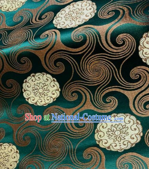 Asian Chinese Traditional Buddhism Lotus Pattern Design Green Brocade Fabric Silk Fabric Chinese Fabric Asian Material