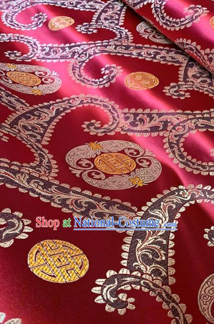 Asian Chinese Traditional Pattern Design Purplish Red Brocade Fabric Silk Fabric Chinese Fabric Asian Material