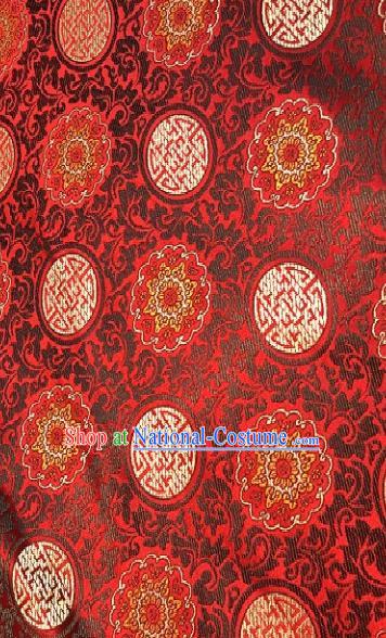 Asian Chinese Traditional Auspicious Pattern Design Red Brocade Fabric Silk Fabric Chinese Fabric Asian Material