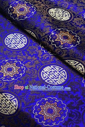 Asian Chinese Traditional Auspicious Pattern Design Royalblue Brocade Fabric Silk Fabric Chinese Fabric Asian Material