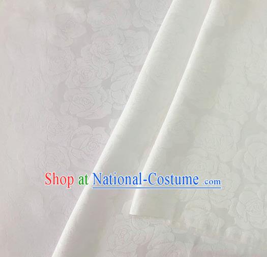 Asian Chinese Traditional Roses Pattern Design White Brocade Fabric Silk Fabric Chinese Fabric Asian Material