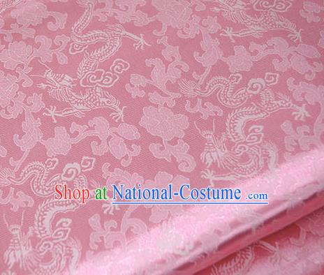 Asian Chinese Traditional Twine Dragon Pattern Design Pink Brocade Fabric Silk Fabric Chinese Fabric Asian Material