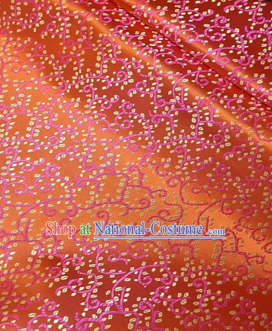 Asian Chinese Traditional Pattern Design Orange Brocade Fabric Silk Fabric Chinese Fabric Asian Material