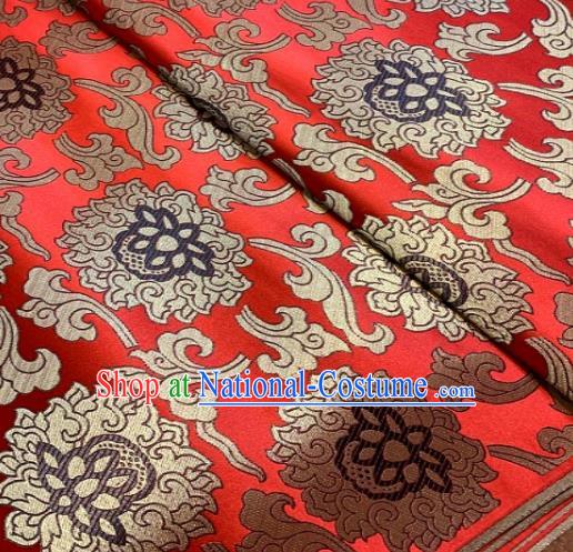 Asian Chinese Traditional Buddhism Lotus Pattern Design Red Brocade Fabric Silk Fabric Chinese Fabric Asian Material