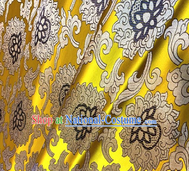 Asian Chinese Traditional Buddhism Lotus Pattern Design Golden Brocade Fabric Silk Fabric Chinese Fabric Asian Material