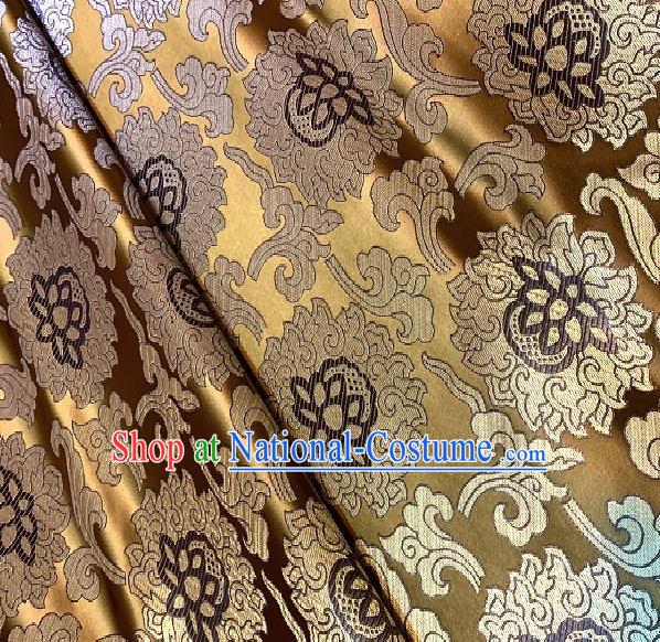 Asian Chinese Traditional Buddhism Lotus Pattern Design Bronze Brocade Fabric Silk Fabric Chinese Fabric Asian Material