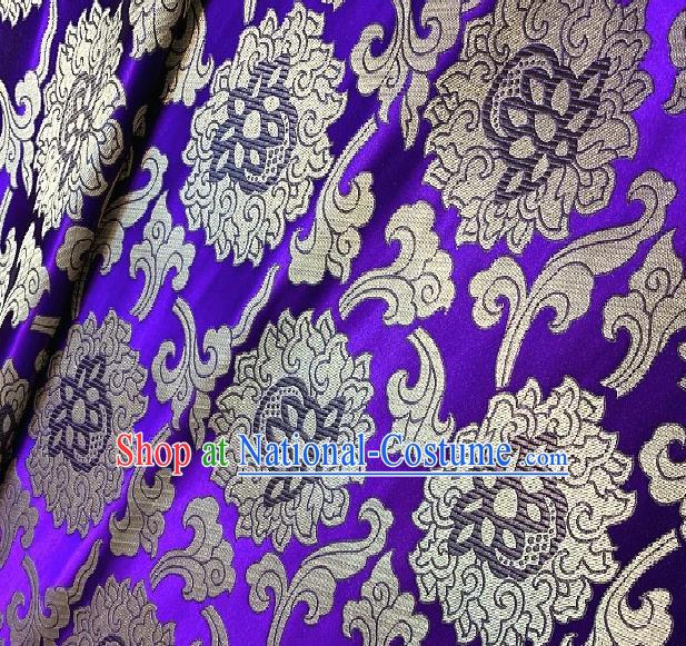 Asian Chinese Traditional Buddhism Lotus Pattern Design Purple Brocade Fabric Silk Fabric Chinese Fabric Asian Material