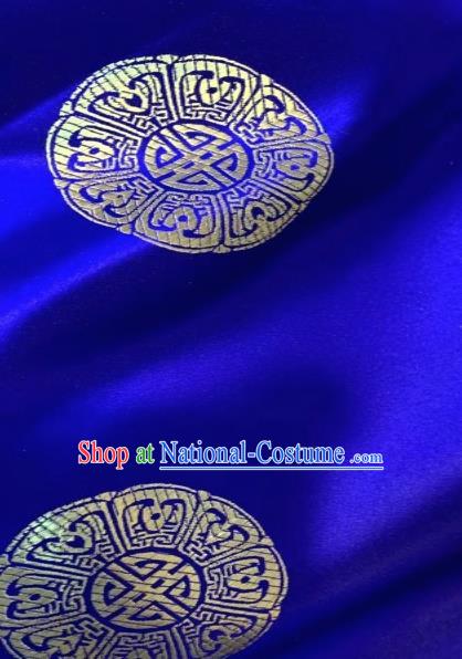 Asian Chinese Traditional Pattern Design Tibetan Robe Royalblue Brocade Fabric Silk Fabric Chinese Fabric Asian Material