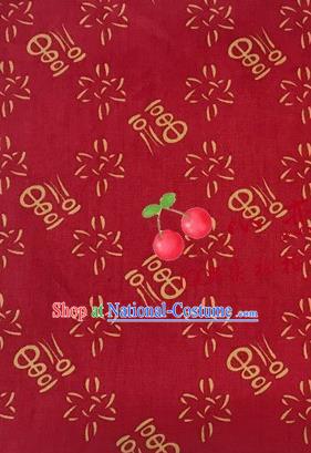 Asian Chinese Traditional Lucky Character Pattern Design Tibetan Robe Red Brocade Fabric Silk Fabric Chinese Fabric Asian Material