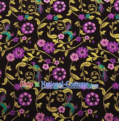 Chinese Traditional Hanfu Silk Fabric Classical Purple Flowers Pattern Design Brocade Tang Suit Fabric Material