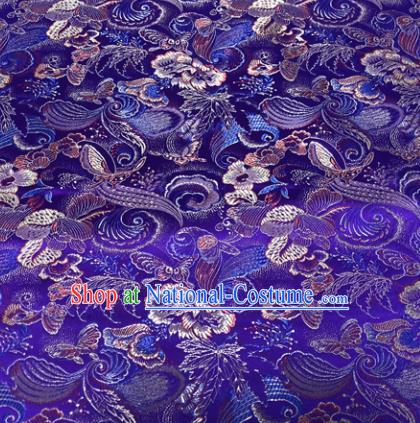 Chinese Traditional Hanfu Silk Fabric Classical Peony Pattern Design Purple Brocade Tang Suit Fabric Material