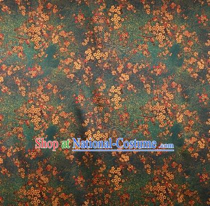 Chinese Traditional Plum Pattern Design Green Satin Watered Gauze Brocade Fabric Asian Silk Fabric Material