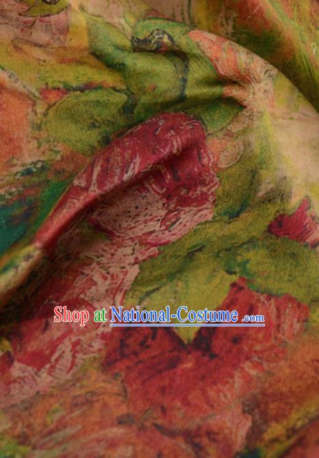 Chinese Traditional Peony Pattern Design Blue Satin Watered Gauze Brocade Fabric Asian Silk Fabric Material