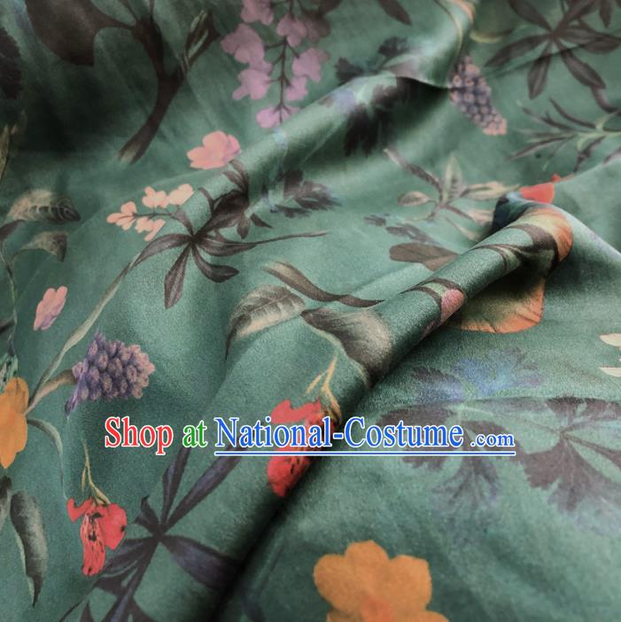 Chinese Traditional Pattern Design Green Satin Watered Gauze Brocade Fabric Asian Silk Fabric Material