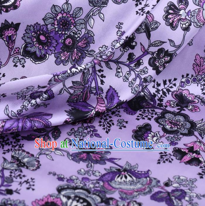 Chinese Traditional Cockscomb Pattern Design Violet Satin Watered Gauze Brocade Fabric Asian Silk Fabric Material