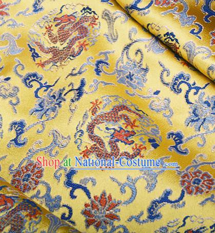 Chinese Traditional Hanfu Silk Fabric Classical Dragon Pattern Design Golden Brocade Tang Suit Fabric Material