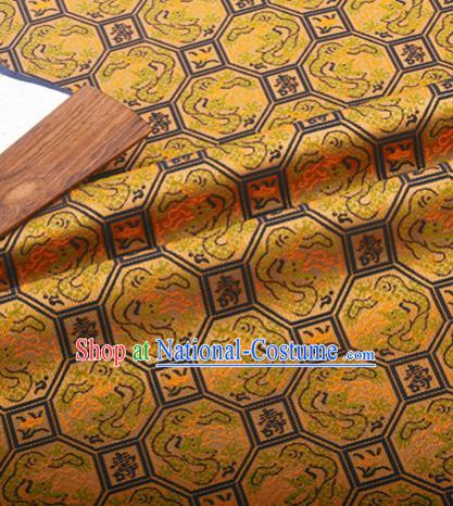 Chinese Traditional Hanfu Silk Fabric Classical Longevity Dragon Pattern Design Golden Brocade Tang Suit Fabric Material