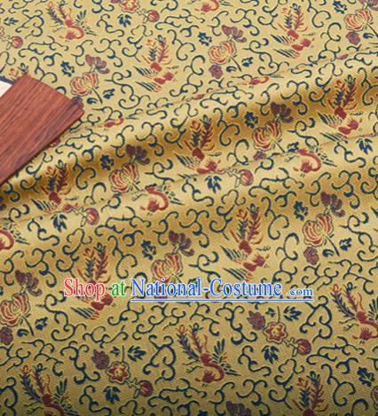 Chinese Traditional Hanfu Silk Fabric Classical Phoenix Pattern Design Golden Brocade Tang Suit Fabric Material