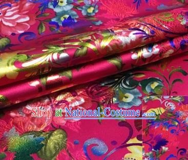 Chinese Traditional Hanfu Silk Fabric Classical Chrysanthemum Pattern Design Rosy Brocade Tang Suit Fabric Material