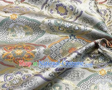 Chinese Traditional Hanfu Silk Fabric Classical Totem Pattern Design White Brocade Tang Suit Fabric Material