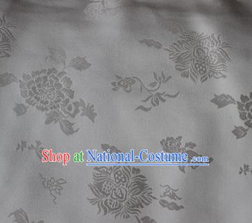 Chinese Traditional Peony Pattern Design White Brocade Fabric Asian Silk Fabric Chinese Fabric Material